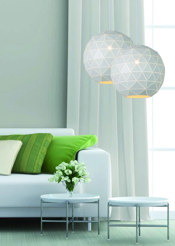 Lucide OTONA - Hanglamp - Ø 40 cm - 1xE27 - Wit - sfeer 1